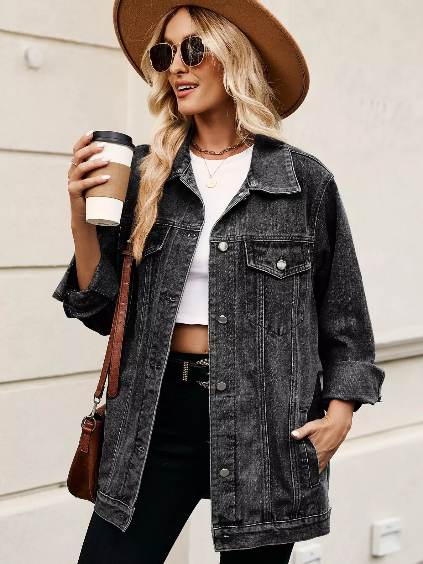 Button Up Long Sleeve Denim Jacket | Denim Jackets Daverri Fashions