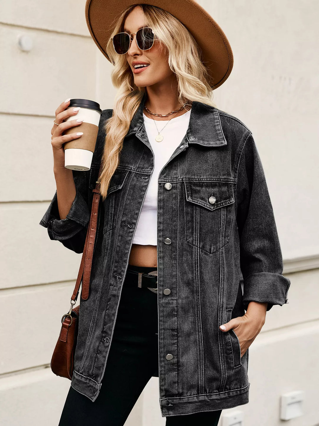 Button Up Long Sleeve Denim Jacket | Denim Jackets Daverri Fashions