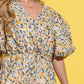 And The Why Full Size Floral Surplice Puff Sleeve Dress - DAVERRI FASHIONS