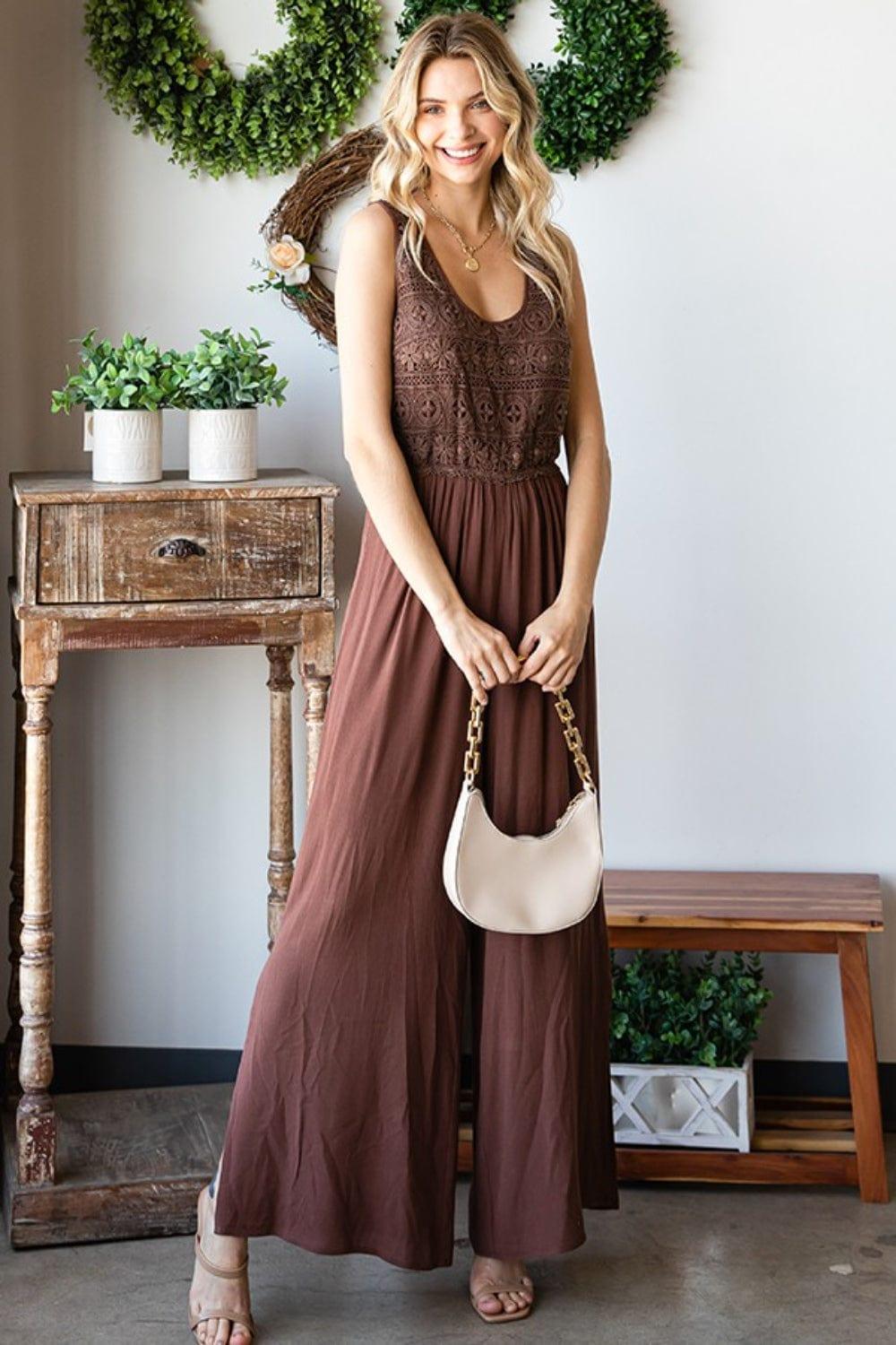 Tie Back Sleeveless Wide Leg Jumpsuit Jumpsuits