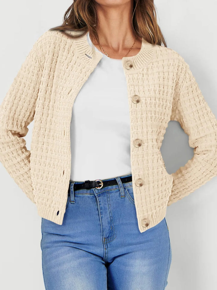 Textured Knit Button-Front Cardigan | Cardigans Daverri Fashions