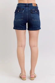 Judy Blue High Waist Back Flap Pocket Denim Shorts | Daverri Fashions