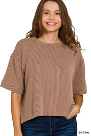 Zenana Raised Rib Short Sleeve Tee & Pants Set | Daverri Fashions