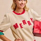 BiBi Christmas Merry Letter Patches Contrast Banded Top - DAVERRI FASHIONS