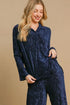 Umgee Side Slit Texture Button Up Shirt Navy