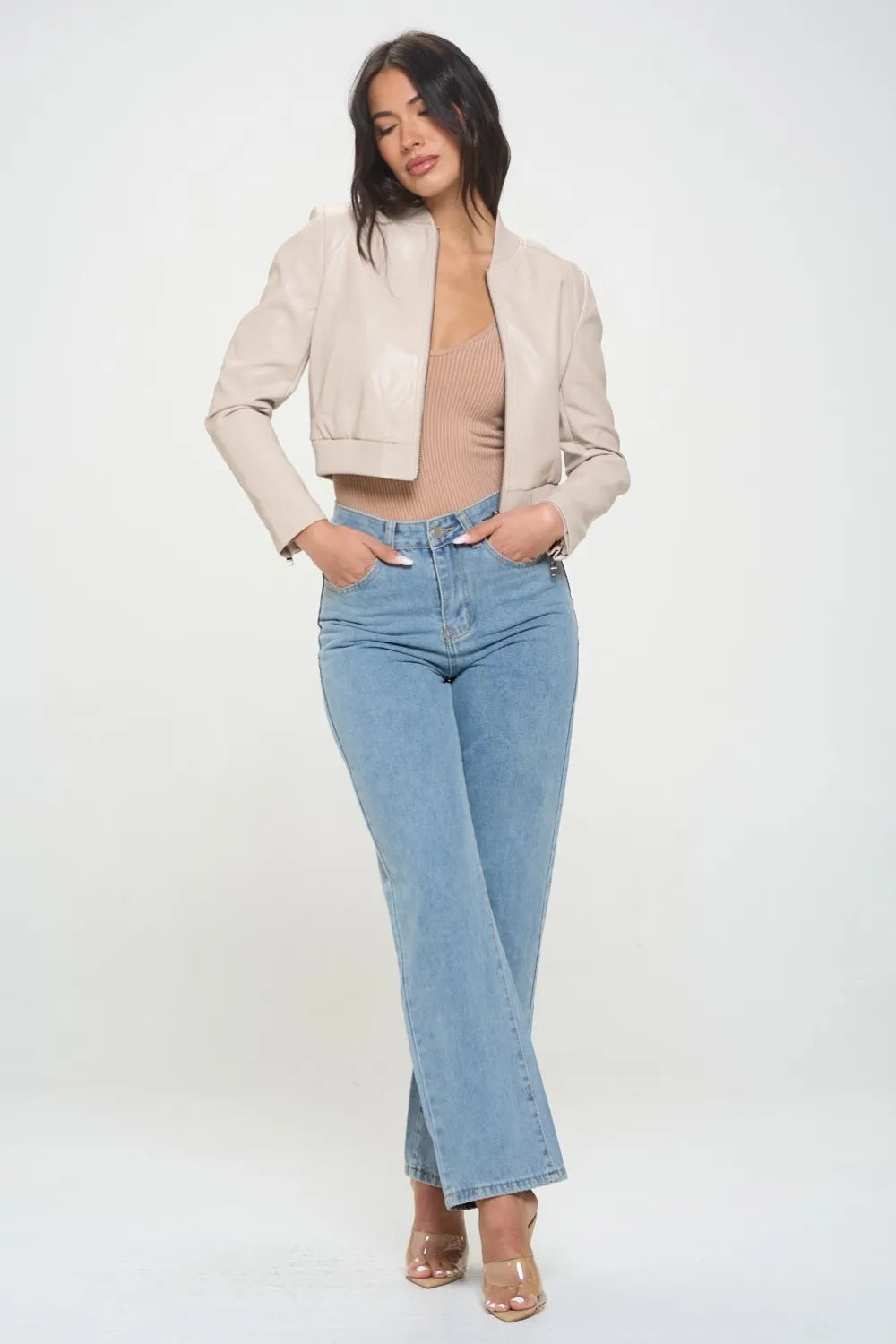 Coalition LA Zip Up Cropped Bomber Jacket | Jackets Daverri Fashions