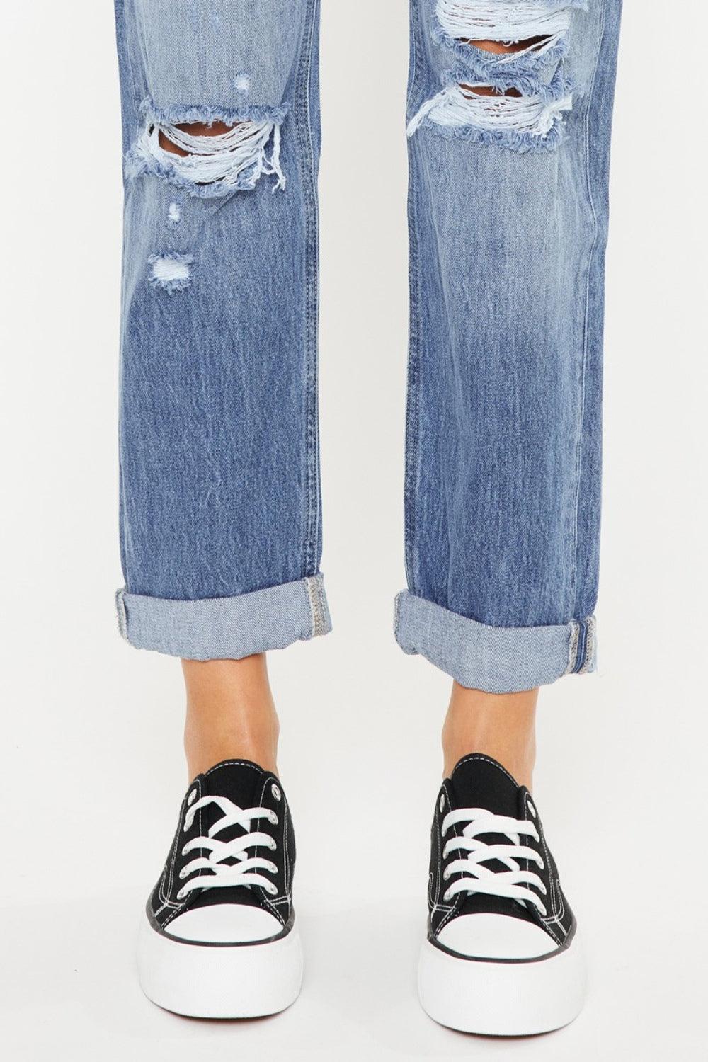 Kancan Mid Rise Distressed Straight Jeans | Jeans Daverri Fashions