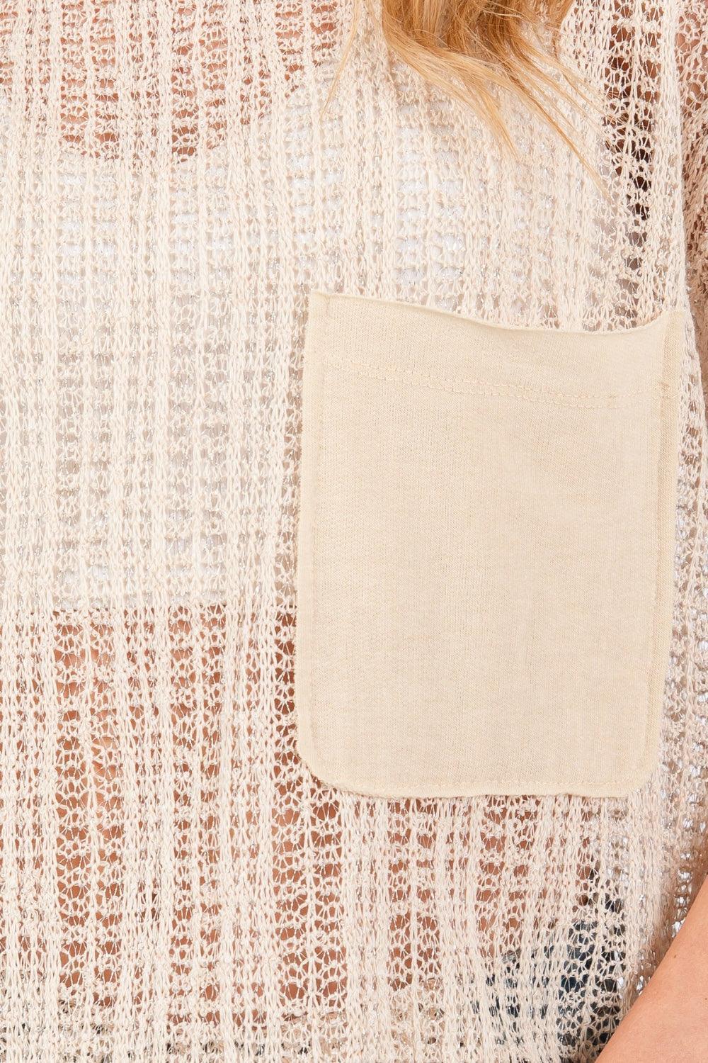 Ces Femme See Through Crochet Mock Neck Cover Up - DAVERRI FASHIONS