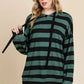BOMBOM Drawstring Striped Dropped Shoulder Hoodie - DAVERRI FASHIONS