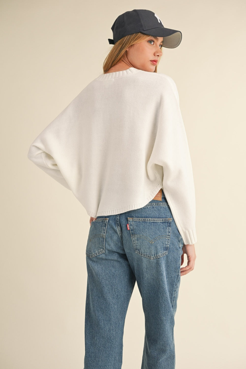 Mable Round Neck Dolman Sleeve Cropped Sweater Sweaters