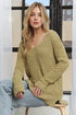 ADORA High-Low Side Slit V-Neck Sweater - DAVERRI FASHIONS