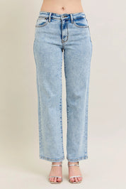 Judy Blue Full Size High Waist Stone Wash Straight Jeans Plus Size | Jeans Daverri Fashions