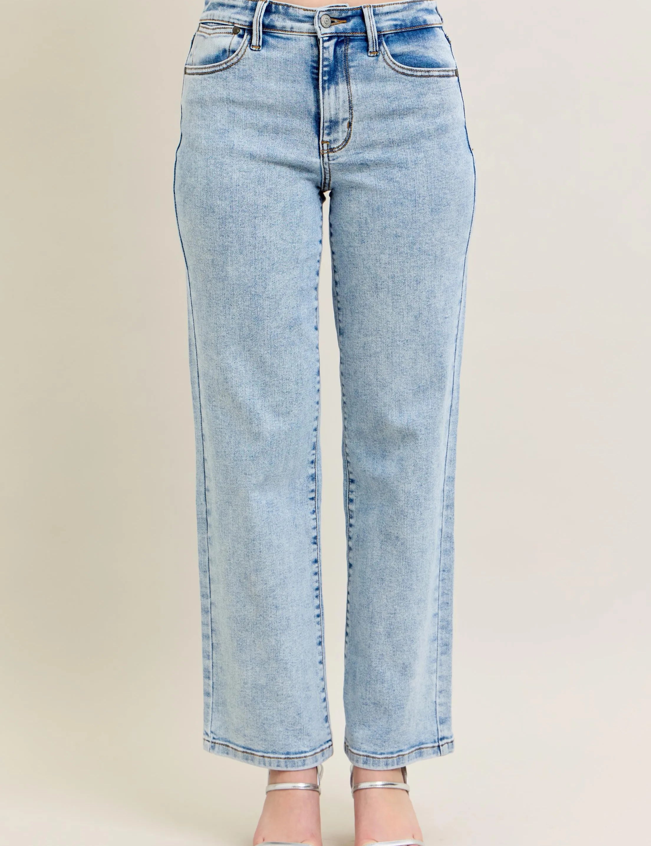 Judy Blue Full Size High Waist Stone Wash Straight Jeans Plus Size | Jeans Daverri Fashions