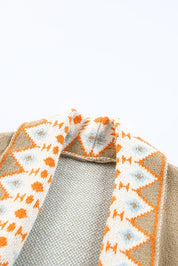 Geometric Open Front Long Sleeve Cardigan | Cardigans Daverri Fashions