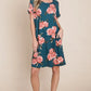 BOMBOM Floral Round Neck Short Tee Dress with Pockets