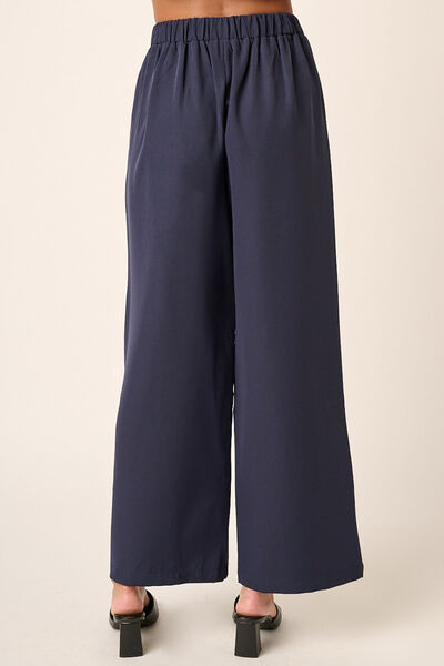 Mittoshop Inverted Pleat Detail Wide Leg Pants Navy Pants