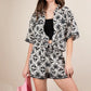 VERY J Plus Size Tropical Printed Shirt Top & Shorts Set Black Plus Shorts Sets