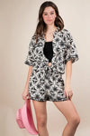 VERY J Plus Size Tropical Printed Shirt Top & Shorts Set - DAVERRI FASHIONS