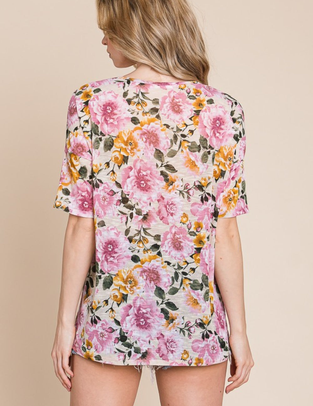 BOMBOM Floral Round Neck T-Shirt | Daverri Fashions