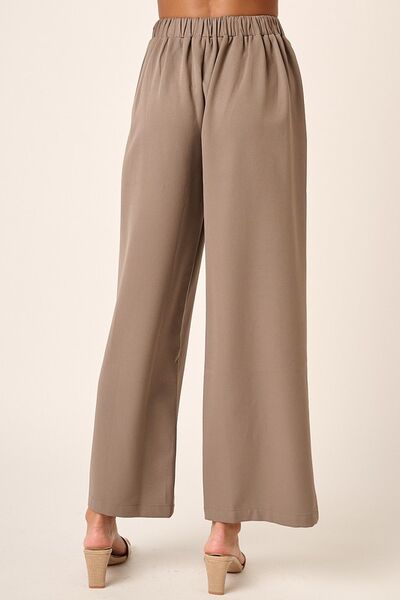 Mittoshop Inverted Pleat Detail Wide Leg Pants Mocha Pants