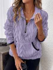 Cozy Sherpa Half Zip Sweatshirt | Sweatshirts Daverri Fashions