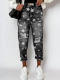 Star Print Distressed High Waist Boyfriend Jeans - DAVERRI FASHIONS