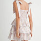MABLE Floral Print Shoulder Tie Layered Mini Dress Mini Dresses