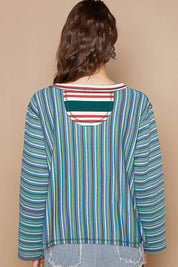 POL Color Block Striped Round Neck Long Sleeve T-Shirt | T-Shirts Daverri Fashions