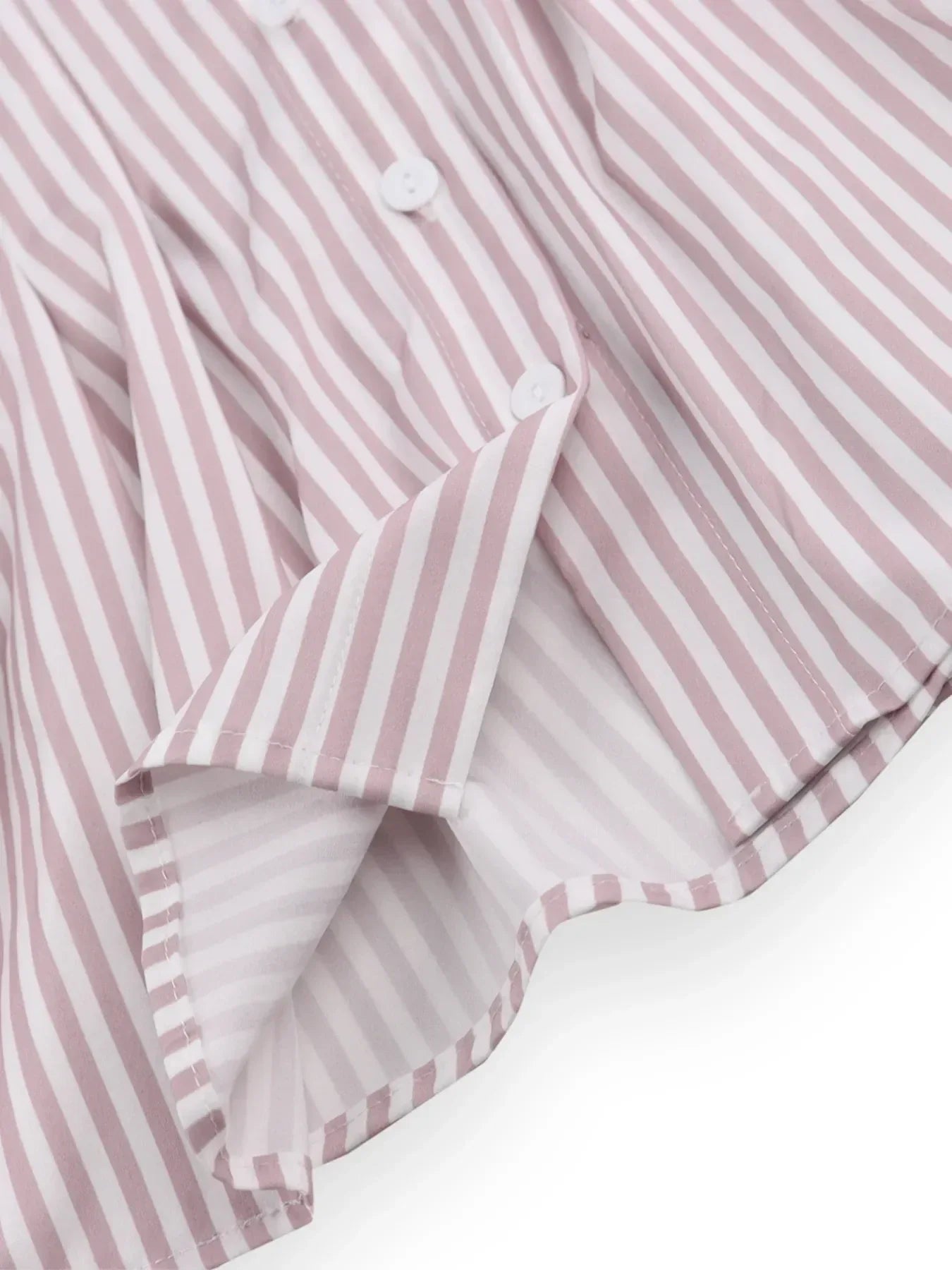 Striped Short Sleeve Button-Up Shirt - DAVERRI FASHIONS