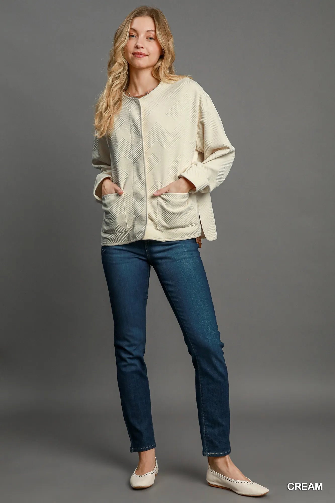 Umgee Textured Jacquard Jacket Jackets
