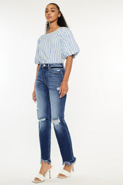 Kancan High Rise Distressed Slim Straight Jeans | Jeans Daverri Fashions