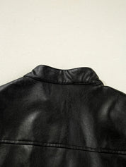 Faux Leather Buttoned Front Boxy Jacket | Jackets Daverri Fashions