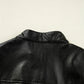 Faux Leather Buttoned Front Boxy Jacket - DAVERRI FASHIONS