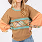 SAGE + FIG Mineral Wash Raw Edge Color Block Sweatshirt Sweatshirts