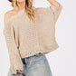 SAGE + FIG Distressed Asymmetrical Open Stitch Sweater - DAVERRI FASHIONS