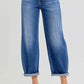 RISEN Full Size High Rise Crop Mild Barrel Jeans Plus Size Dark Jeans