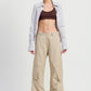 CARGO PANTS WITH POCKET DETAIL LIGHT KHAKI
