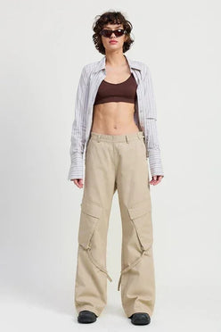 CARGO PANTS WITH POCKET DETAIL - DAVERRI FASHIONS