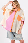 SAGE + FIG Full Size Color Block Button-Down Shirt - DAVERRI FASHIONS
