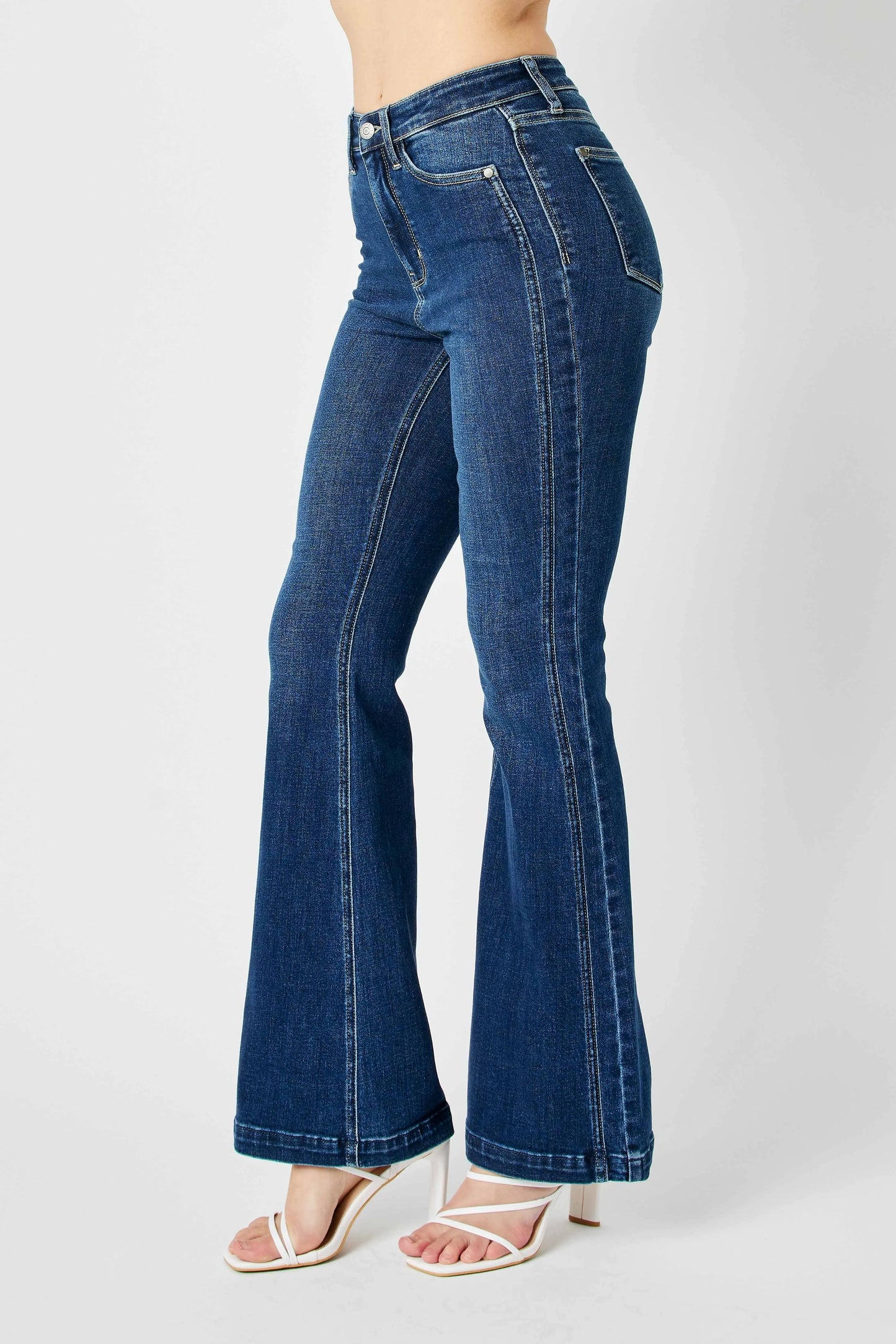 Judy Blue Full Size Hw Angled Side Seam Detail Flare Jeans Plus Size Jeans