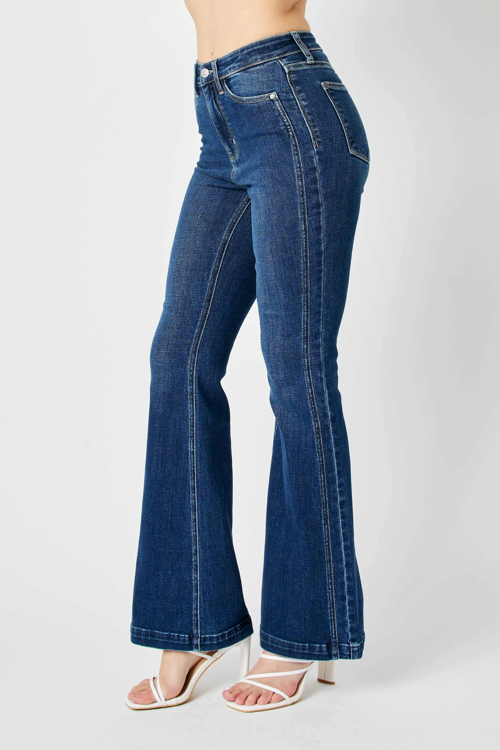 Judy Blue Full Size Hw Angled Side Seam Detail Flare Jeans Plus Size Jeans