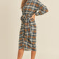 Mable Plaid Flannel Front Tie Button Down Shirt Dress Midi Dresses