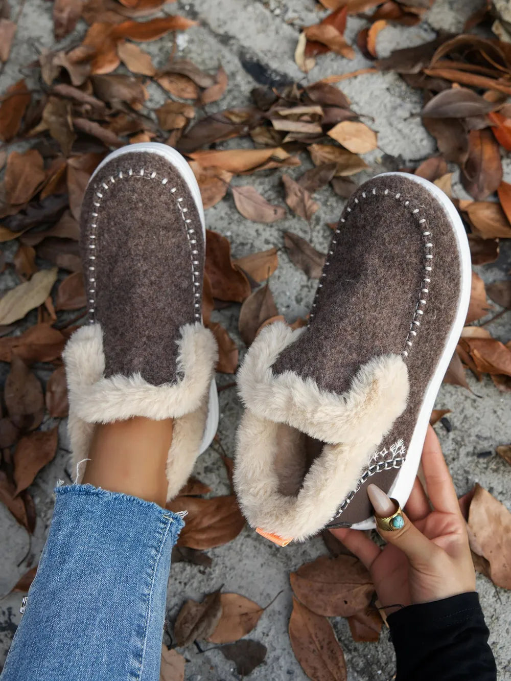 Furry Suede Round Toe Flat Boots | Boots Daverri Fashions