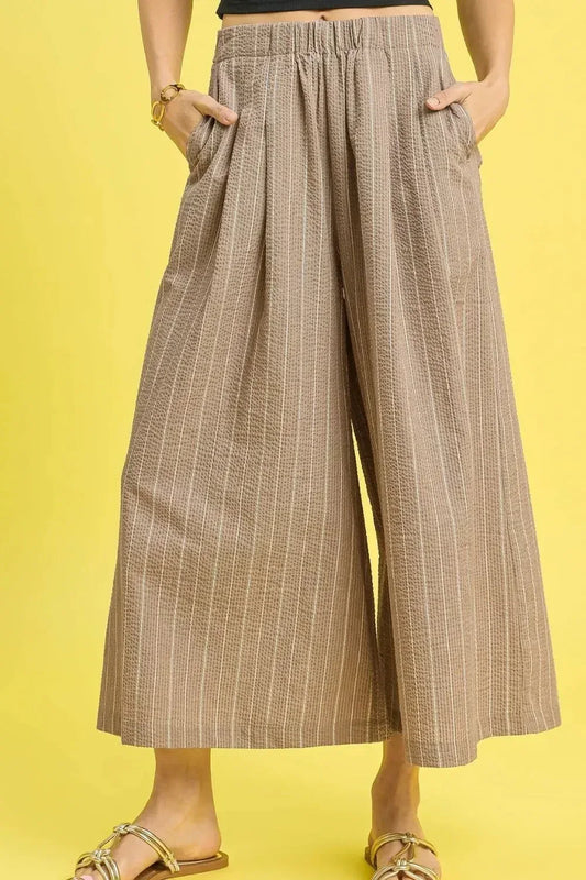 Umgee Pinstripe Crop Palazzo Pants - DAVERRI FASHIONS