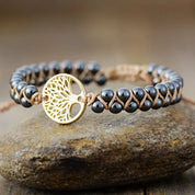 Gold One Size Alloy Natural Stone Braided Bracelet | Bracelets Daverri Fashions