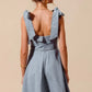 SO ME A Line Fit and Flare Diamond Bow Ribbon Denim Dres Mini Dresses