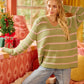 BiBi Striped Long Sleeve Sweater - DAVERRI FASHIONS
