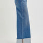 RISEN Full Size Tummy Control High Rise Crop Wide Cuffed Jeans Plus Size