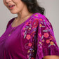 Umgee Full Size Velvet Embroidery Short Sleeve Blouse Blouses