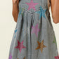 BiBi Star Rhinestone Washed Wide Leg Shortalls Shortalls